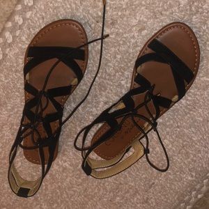 Tie up gladiator shoes